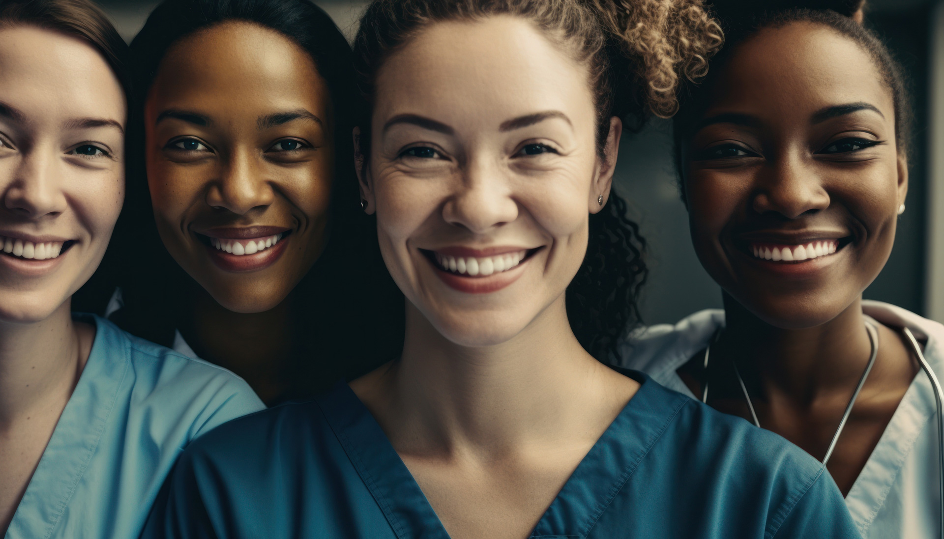 four smiling nurses