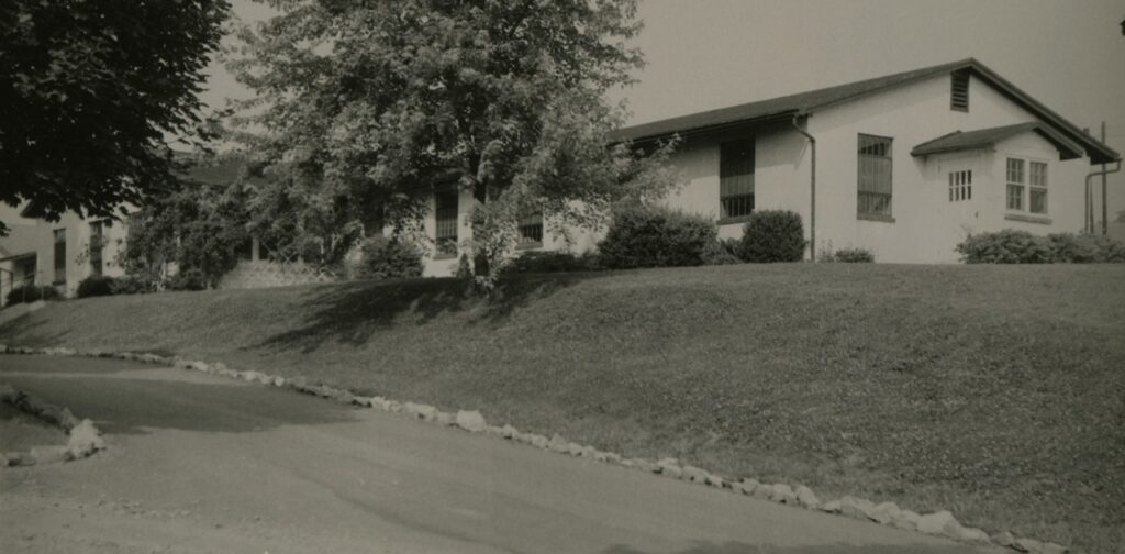 A old black and white photo of the original Brook Lane farm