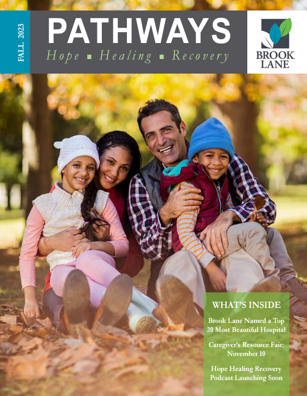 Family enjoying autumn together on Pathways magazine cover