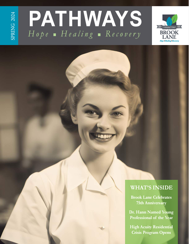 Vintage nurse smiling on PATHWAYS magazine cover